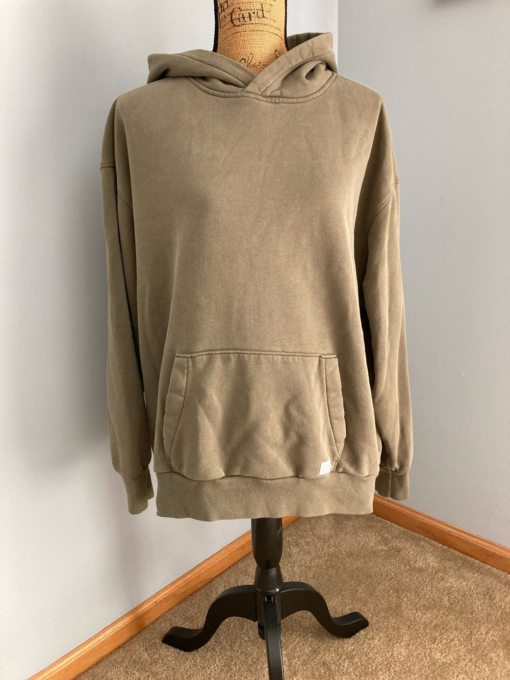 Hollister Olive Green Zip-Up Hooded Sweatshirt Women Size Large